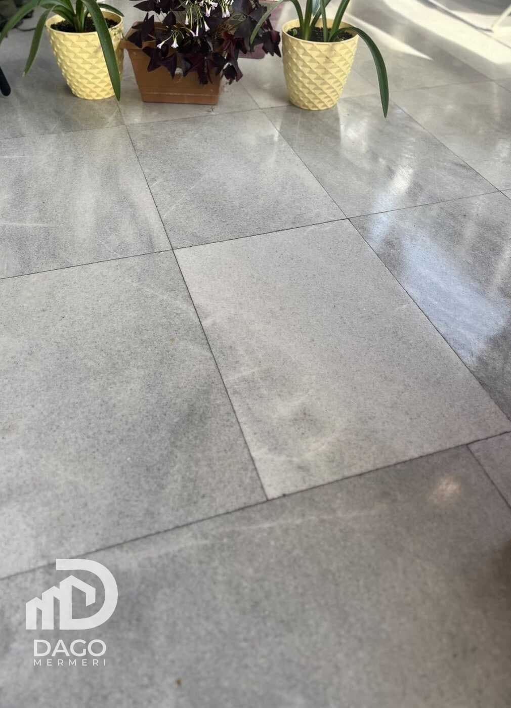 Polished grey marble tiles