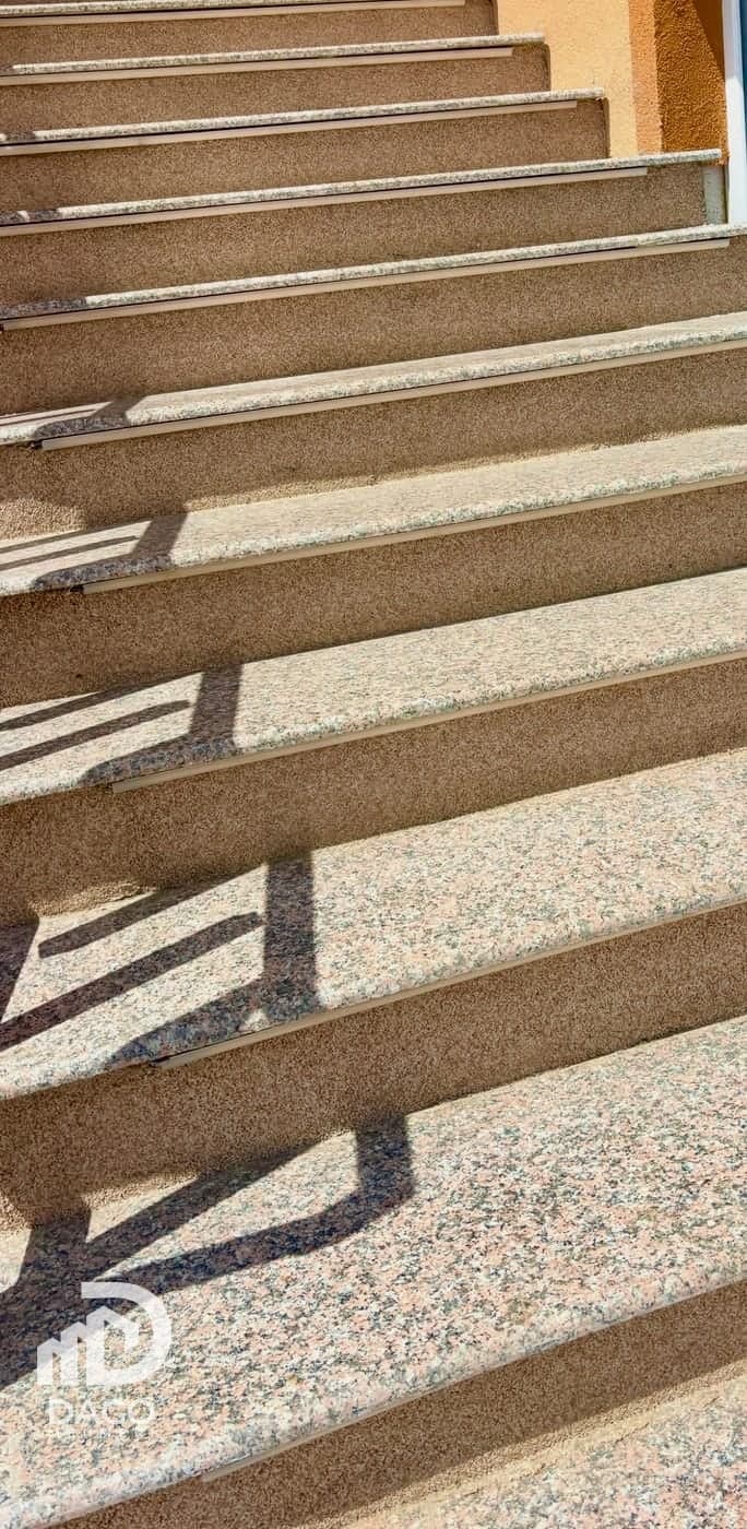 Pink granite stairs