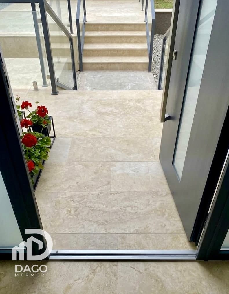 Yellow marble paving