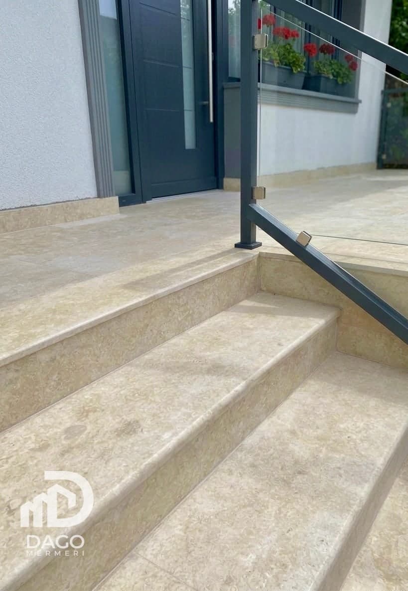 Yellow marble stairs